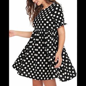 Plus Size Black & White Polka Dot Dress